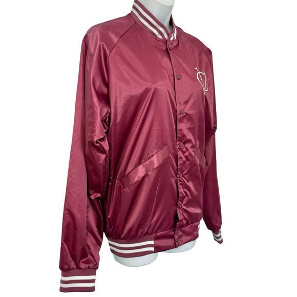 Vidcon 9 Burgundy Red Embroidered Satin Cardinal Bomber Jacket Size S Creator - Picture 10 of 12